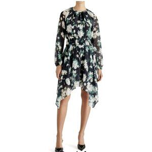 Steve Madden Floral Print Long Sleeve Asymmetric Hem Midi Dress Size Small NWT